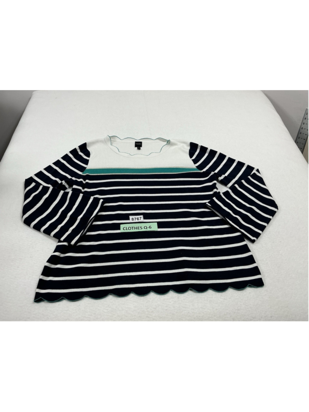 Womans Excellent Rafaella Sweater Long Sleeve Pullover XL Blue White